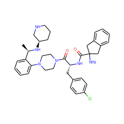 C[C@@H](N[C@@H]1CCCNC1)c1ccccc1N1CCN(C(=O)[C@@H](Cc2ccc(Cl)cc2)NC(=O)C2(N)Cc3ccccc3C2)CC1 ZINC000028346147