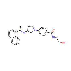 C[C@@H](N[C@H]1CCN(c2ccc(C(=O)NCCO)cc2)C1)c1cccc2ccccc12 ZINC000118895835