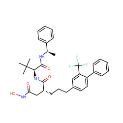 C[C@@H](NC(=O)[C@@H](NC(=O)[C@H](CCCc1ccc(-c2ccccc2)c(C(F)(F)F)c1)CC(=O)NO)C(C)(C)C)c1ccccc1 ZINC000027644292