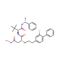 C[C@@H](NC(=O)[C@@H](NC(=O)[C@H](CCCc1ccc(-c2ccccc2)c(Cl)c1)CC(=O)NO)C(C)(C)C)c1ccccc1 ZINC000003923779