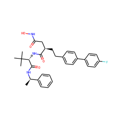 C[C@@H](NC(=O)[C@@H](NC(=O)[C@H](CCc1ccc(-c2ccc(F)cc2)cc1)CC(=O)NO)C(C)(C)C)c1ccccc1 ZINC000027648238