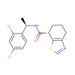 C[C@@H](NC(=O)[C@@H]1CCCc2ncsc21)c1ccc(Cl)cc1Cl ZINC000220882973