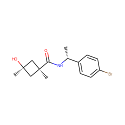 C[C@@H](NC(=O)[C@]1(C)C[C@](C)(O)C1)c1ccc(Br)cc1 ZINC000103203327