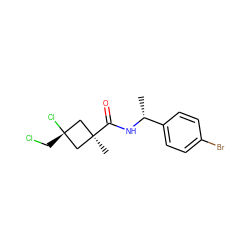 C[C@@H](NC(=O)[C@]1(C)C[C@](Cl)(CCl)C1)c1ccc(Br)cc1 ZINC000103205782
