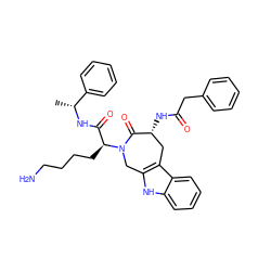 C[C@@H](NC(=O)[C@H](CCCCN)N1Cc2[nH]c3ccccc3c2C[C@@H](NC(=O)Cc2ccccc2)C1=O)c1ccccc1 ZINC000044419266