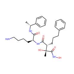 C[C@@H](NC(=O)[C@H](CCCCN)NC(=O)[C@H](CCCc1ccccc1)[C@@](C)(O)C(=O)NO)c1ccccc1 ZINC000027894400