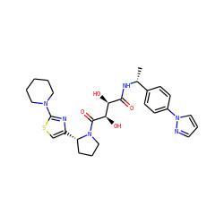 C[C@@H](NC(=O)[C@H](O)[C@@H](O)C(=O)N1CCC[C@@H]1c1csc(N2CCCCC2)n1)c1ccc(-n2cccn2)cc1 ZINC000071333745