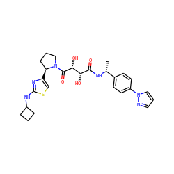 C[C@@H](NC(=O)[C@H](O)[C@@H](O)C(=O)N1CCC[C@@H]1c1csc(NC2CCC2)n1)c1ccc(-n2cccn2)cc1 ZINC000071341271