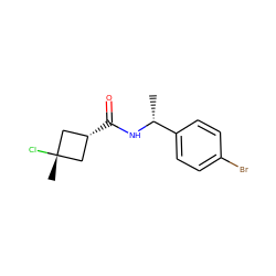 C[C@@H](NC(=O)[C@H]1C[C@@](C)(Cl)C1)c1ccc(Br)cc1 ZINC000299846112