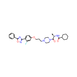 C[C@@H](NC(=O)C1CCCCC1)C(=O)N1CCN(CCCOc2ccc(-c3noc(-c4ccccc4)n3)c(F)c2)CC1 ZINC000027734963