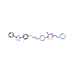 C[C@@H](NC(=O)CCN1CCOCC1)C(=O)N1CCN(CCCOc2ccc(-c3noc(-c4ccccc4)n3)c(F)c2)CC1 ZINC000027740009