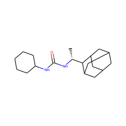 C[C@@H](NC(=O)NC1CCCCC1)C1C2CC3CC(C2)CC1C3 ZINC000013493694