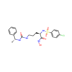 C[C@@H](NC(=O)NCCC[C@@H](NS(=O)(=O)c1ccc(Cl)cc1)C(=O)NO)c1ccccc1 ZINC000026185087