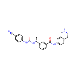 C[C@@H](NC(=O)Nc1ccc(C#N)cc1)c1cccc(C(=O)Nc2ccc3c(c2)CN(C)CC3)c1 ZINC000204341659