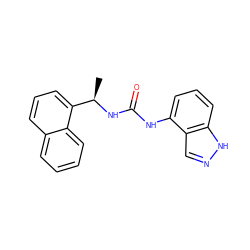 C[C@@H](NC(=O)Nc1cccc2[nH]ncc12)c1cccc2ccccc12 ZINC000028706204