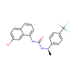 C[C@@H](NC(=O)Nc1cccc2ccc(O)cc12)c1ccc(C(F)(F)F)cc1 ZINC000013589060