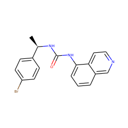 C[C@@H](NC(=O)Nc1cccc2cnccc12)c1ccc(Br)cc1 ZINC000014973616