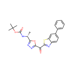 C[C@@H](NC(=O)OC(C)(C)C)c1nnc(C(=O)c2nc3ccc(-c4ccccc4)cc3s2)o1 ZINC000210818103