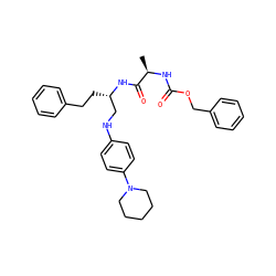 C[C@@H](NC(=O)OCc1ccccc1)C(=O)N[C@@H](CCc1ccccc1)CNc1ccc(N2CCCCC2)cc1 ZINC000028001285