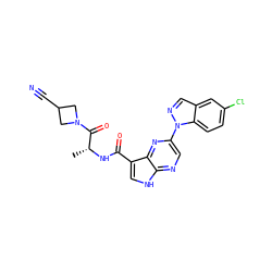 C[C@@H](NC(=O)c1c[nH]c2ncc(-n3ncc4cc(Cl)ccc43)nc12)C(=O)N1CC(C#N)C1 ZINC000096258681