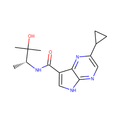 C[C@@H](NC(=O)c1c[nH]c2ncc(C3CC3)nc12)C(C)(C)O ZINC000095585780