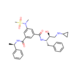 C[C@@H](NC(=O)c1cc(C(=O)N[C@@H](Cc2ccccc2)[C@@H](O)CNC2CC2)cc(N(C)S(C)(=O)=O)c1)c1ccccc1 ZINC000010339581