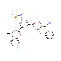 C[C@@H](NC(=O)c1cc(C(=O)N[C@@H](Cc2ccccc2)[C@H](O)CN)cc(N(C)S(C)(=O)=O)c1)c1ccc(F)cc1 ZINC000014961376