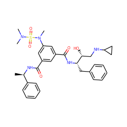 C[C@@H](NC(=O)c1cc(C(=O)N[C@@H](Cc2ccccc2)[C@H](O)CNC2CC2)cc(N(C)S(=O)(=O)N(C)C)c1)c1ccccc1 ZINC000014961391