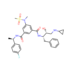 C[C@@H](NC(=O)c1cc(C(=O)N[C@@H](Cc2ccccc2)[C@H](O)CNC2CC2)cc(N(C)S(C)(=O)=O)c1)c1ccc(F)cc1 ZINC000014961372