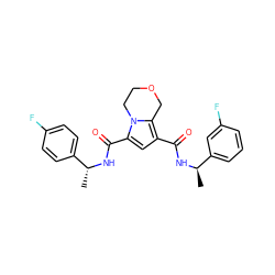 C[C@@H](NC(=O)c1cc(C(=O)N[C@H](C)c2ccc(F)cc2)n2c1COCC2)c1cccc(F)c1 ZINC000146054664