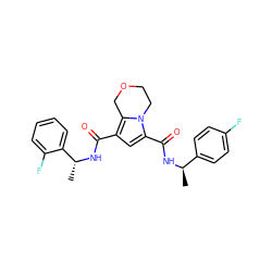 C[C@@H](NC(=O)c1cc(C(=O)N[C@H](C)c2ccccc2F)c2n1CCOC2)c1ccc(F)cc1 ZINC000146054895