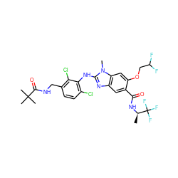 C[C@@H](NC(=O)c1cc2nc(Nc3c(Cl)ccc(CNC(=O)C(C)(C)C)c3Cl)n(C)c2cc1OCC(F)F)C(F)(F)F ZINC000169703093