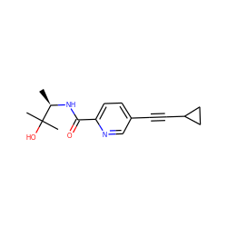 C[C@@H](NC(=O)c1ccc(C#CC2CC2)cn1)C(C)(C)O ZINC000096933594