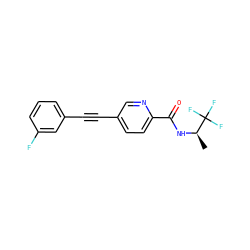 C[C@@H](NC(=O)c1ccc(C#Cc2cccc(F)c2)cn1)C(F)(F)F ZINC000096933562