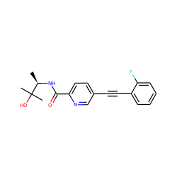 C[C@@H](NC(=O)c1ccc(C#Cc2ccccc2F)cn1)C(C)(C)O ZINC000096933582