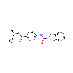 C[C@@H](NC(=O)c1ccc(NC(=O)N2Cc3ccccc3C2)cc1)C1CC1 ZINC000167049724