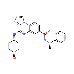 C[C@@H](NC(=O)c1ccc2c(c1)nc(N[C@H]1CC[C@H](O)CC1)c1nccn12)c1ccccc1 ZINC000299845260