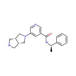 C[C@@H](NC(=O)c1cncc(N2C[C@@H]3CNC[C@@H]3C2)c1)c1ccccc1 ZINC000073157141