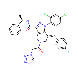 C[C@@H](NC(=O)c1nn(-c2ccc(Cl)cc2Cl)c2c1CN(C(=O)Cn1cnnn1)C/C2=C\c1ccc(F)cc1)c1ccccc1 ZINC001772625812