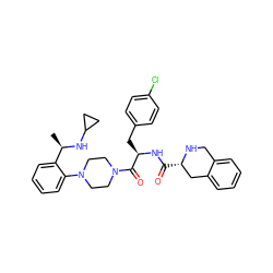 C[C@@H](NC1CC1)c1ccccc1N1CCN(C(=O)[C@@H](Cc2ccc(Cl)cc2)NC(=O)[C@H]2Cc3ccccc3CN2)CC1 ZINC000028374228