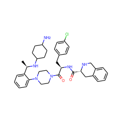 C[C@@H](NC1CCC(N)CC1)c1ccccc1N1CCN(C(=O)[C@@H](Cc2ccc(Cl)cc2)NC(=O)[C@H]2Cc3ccccc3CN2)CC1 ZINC000028372985