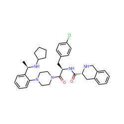 C[C@@H](NC1CCCC1)c1ccccc1N1CCN(C(=O)[C@@H](Cc2ccc(Cl)cc2)NC(=O)[C@H]2Cc3ccccc3CN2)CC1 ZINC000028373477