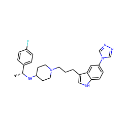 C[C@@H](NC1CCN(CCCc2c[nH]c3ccc(-n4cnnc4)cc23)CC1)c1ccc(F)cc1 ZINC000027556868