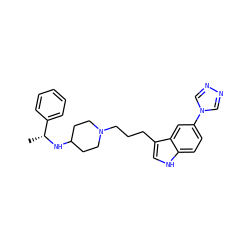 C[C@@H](NC1CCN(CCCc2c[nH]c3ccc(-n4cnnc4)cc23)CC1)c1ccccc1 ZINC000013765980