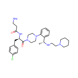 C[C@@H](NCCN1CCCCC1)c1ccccc1N1CCN(C(=O)[C@@H](Cc2ccc(Cl)cc2)NC(=O)CCN)CC1 ZINC000028385065