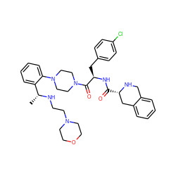 C[C@@H](NCCN1CCOCC1)c1ccccc1N1CCN(C(=O)[C@@H](Cc2ccc(Cl)cc2)NC(=O)[C@H]2Cc3ccccc3CN2)CC1 ZINC000028345841