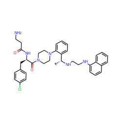 C[C@@H](NCCNc1cccc2ccccc12)c1ccccc1N1CCN(C(=O)[C@@H](Cc2ccc(Cl)cc2)NC(=O)CCN)CC1 ZINC000028386540