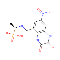 C[C@@H](NCc1cc([N+](=O)[O-])cc2[nH]c(=O)c(=O)[nH]c12)P(=O)(O)O ZINC000026505709