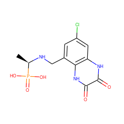 C[C@@H](NCc1cc(Cl)cc2[nH]c(=O)c(=O)[nH]c12)P(=O)(O)O ZINC000027878043