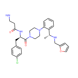 C[C@@H](NCc1ccco1)c1ccccc1N1CCN(C(=O)[C@@H](Cc2ccc(Cl)cc2)NC(=O)CCN)CC1 ZINC000028396119